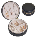 Round Jewelry Box Earrings Ring Organizer Zipper Storage Portable Travel