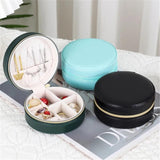 Round Jewelry Box Earrings Ring Organizer Zipper Storage Portable Travel