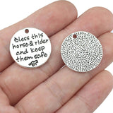 20 pcs 22mm Antique Silver Bless This Horse Rider Charm for Jewelry Making