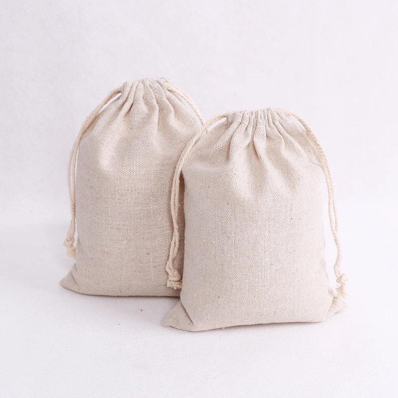 10pcs Small Drawstring Gift Bags 8x10 9x12 10x14cm Muslin Cotton Bag