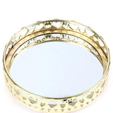 Glass Mirror Jewelry Storage Tray Geometric Shape Retro Organizer