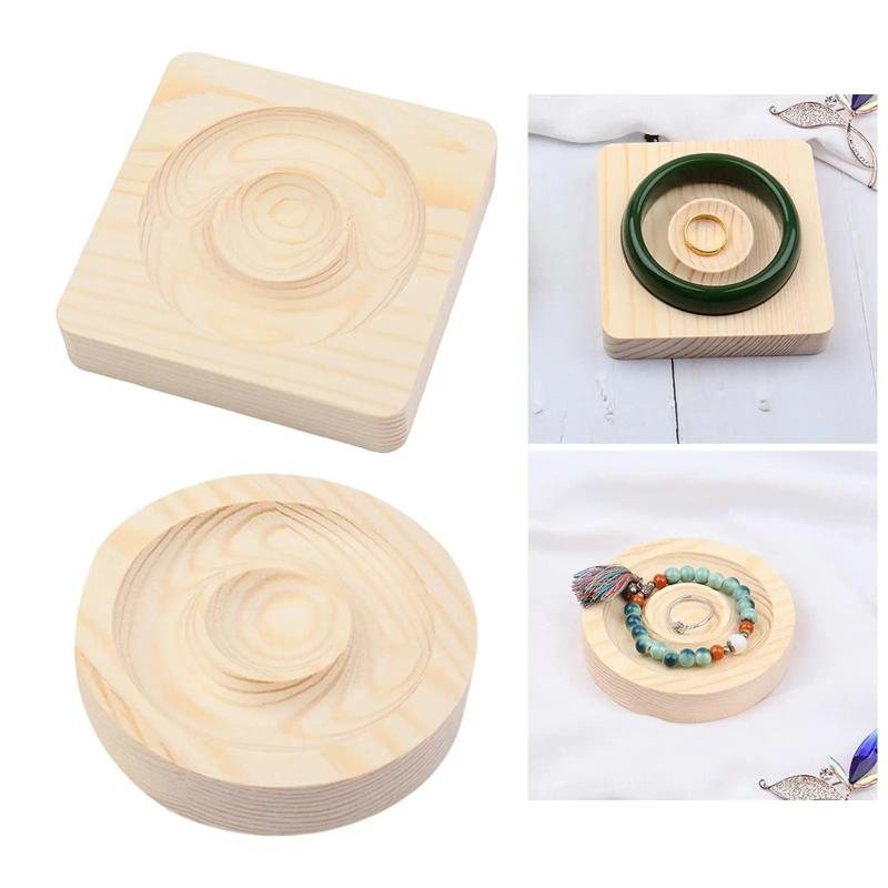 Wooden Jewelry Tray Earring Storage Bracelet Stand Organizer Gift