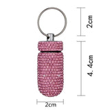 Diamond Keychain Pill Box Glittering Portable Rhinestone Aluminum Pill Bottle