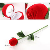 Romantic Red Rose Flower Ring Box Earrings for Engagement Wedding