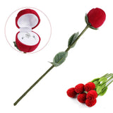 Romantic Red Rose Flower Ring Box Earrings for Engagement Wedding
