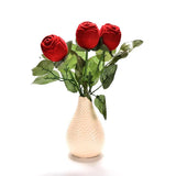 Romantic Red Rose Flower Ring Box Earrings for Engagement Wedding