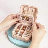 Mini Jewelry Storage Case Holder w/Mirror Necklace Earring Rings Accessories