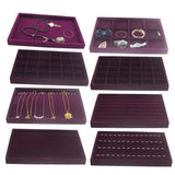 Velvet Jewellery Display Tray Box Case Purple 35 x 24