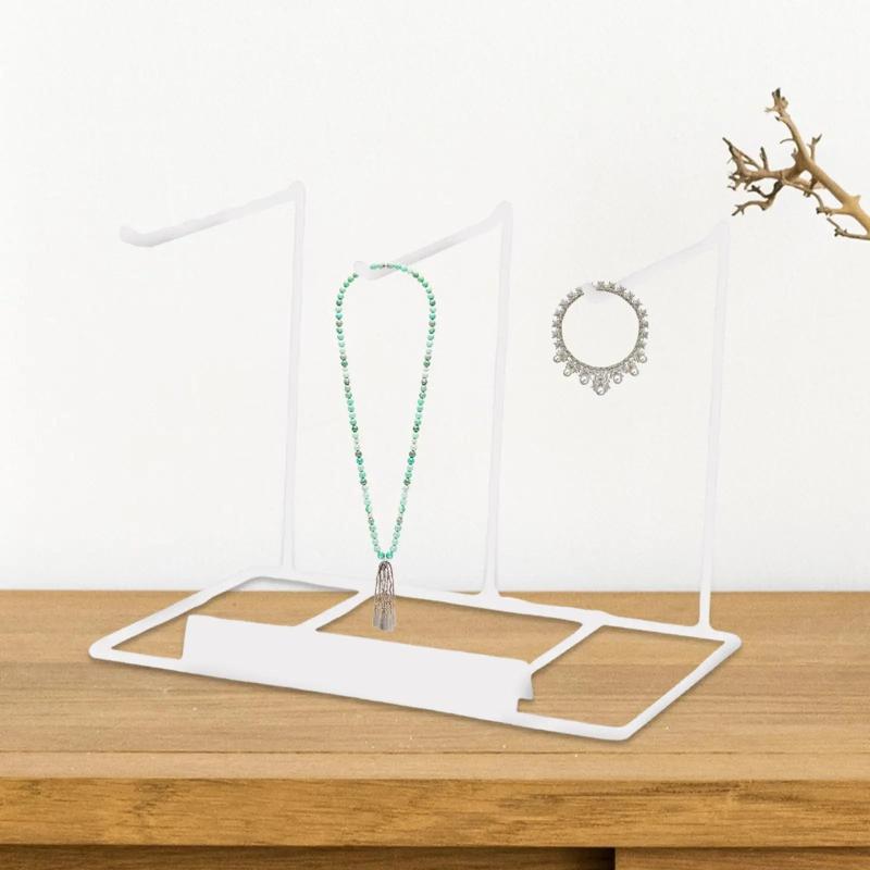 Modern Metal Jewelry Organizer Stand with Hooks for Necklaces and Hairbands
