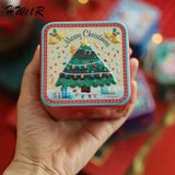 1Pcs Merry Christmas Iron Candy Cookies Boxes For Home Xmas Box Christmas Orname