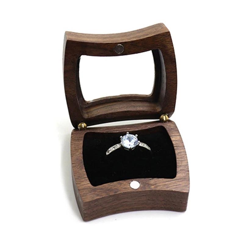 Ring Bearer Magnet Wood Box Walnut Ring Holder