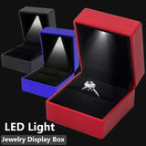 LED Jewelry Box Ring Box with LED Light Engagement Wedding Rings Case Boxes