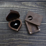 Heart Shaped Walnut Wood Ring Box Velvet Soft Interior Jewelry Wooden Box