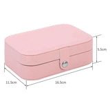 Double Jewelry Box Girls Portable Leather Ring Necklace Earrings Multi-layer