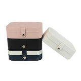 Double Jewelry Box Girls Portable Leather Ring Necklace Earrings Multi-layer
