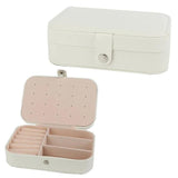 Double Jewelry Box Girls Portable Leather Ring Necklace Earrings Multi-layer