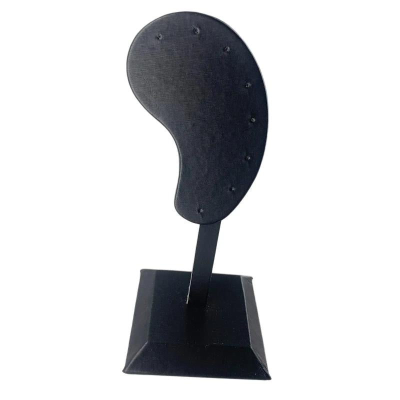 PU Leather Earring Display Stand Wooden Base Ear Shaped Earring Holder