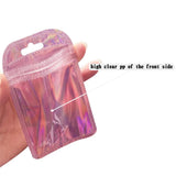 50pcs Pink Holographic Ziplock Bead Bag Small Plastic Storage Pouch