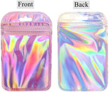 50pcs Pink Holographic Ziplock Bead Bag Small Plastic Storage Pouch