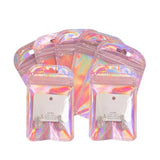 50pcs Pink Holographic Ziplock Bead Bag Small Plastic Storage Pouch