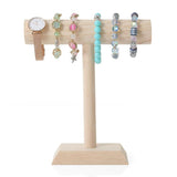 Wooden Bracelet Chain T-Bar Rack Jewelry Stand for Bangle Watch Necklace