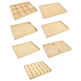 Stackable Jewelry Trays Organizer Burlap Storage Case for Drawers Women Showcase