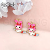 10pcs Alloy Cartoon Rabbit Earring Pendant DIY Charms