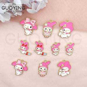 10pcs Alloy Cartoon Rabbit Earring Pendant DIY Charms