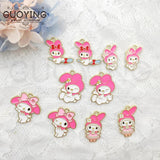 10pcs Alloy Cartoon Rabbit Earring Pendant DIY Charms