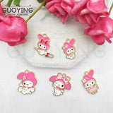 10pcs Alloy Cartoon Rabbit Earring Pendant DIY Charms