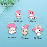 10pcs Alloy Cartoon Rabbit Earring Pendant DIY Charms