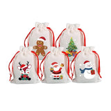5Pcs Christmas Jute Bags 10x14 13x18cm Drawstring Pouches