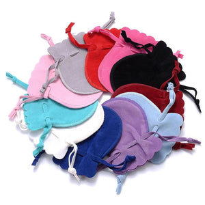 10 Pcs Round Lace Flannel Bag Drawstring Wedding Jewelry Organizer 7X9cm