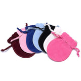 10 Pcs Round Lace Flannel Bag Drawstring Wedding Jewelry Organizer 7X9cm