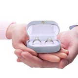 Velvet Couple Ring Box Double Ring Earrings Holder Display