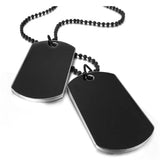 2 PCS Army Style Double Dog Tag Biker Chain Necklace 27 Inch Man