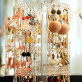 Rotating Jewelry Storage Box Earring Display Stand