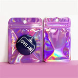 50pcs Holographic Pink Zip Lock Bags for Jewelry Display Packaging