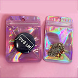 50pcs Holographic Pink Zip Lock Bags for Jewelry Display Packaging