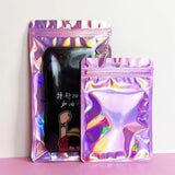 50pcs Holographic Pink Zip Lock Bags for Jewelry Display Packaging
