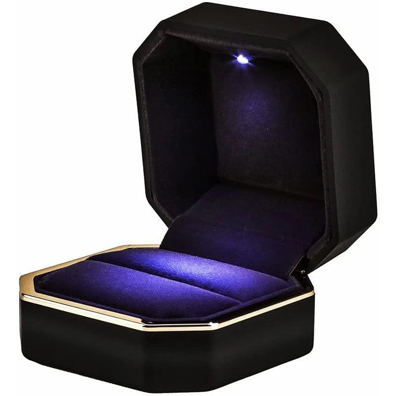 Velvet LED Ring Box for Proposal Engagement Wedding