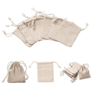 10Pcs Burlap Cotton Gift Bags Drawstring Pouches Wedding Christmas Decoration