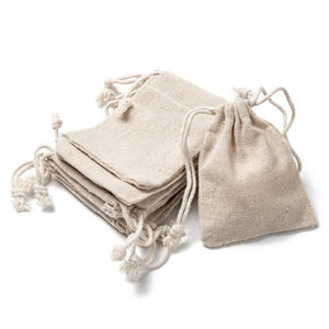 10Pcs Burlap Cotton Gift Bags Drawstring Pouches Wedding Christmas Decoration