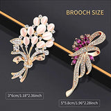 Rhinestone Brooch Pins Crystal Floral Wedding Bouquet Brooch Set of 2
