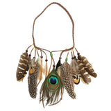 Indian Hippie Feather Headband Tassels Waistband Headdress Fancy Dress