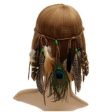 Indian Hippie Feather Headband Tassels Waistband Headdress Fancy Dress