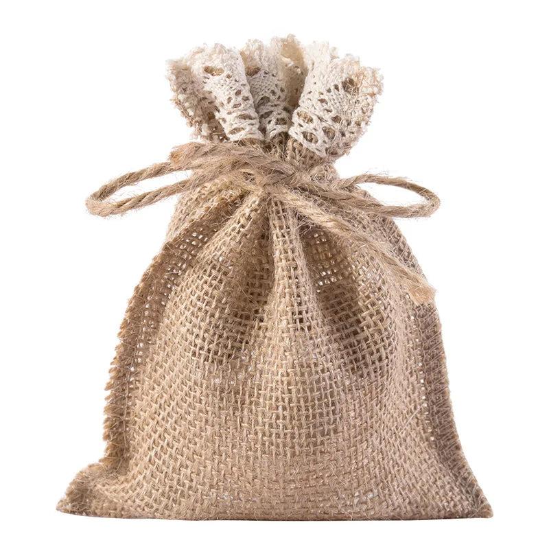 5Pcs/Lot 10x15cm Lace Jute Bags for Storage Dry Flower Sachets