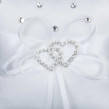 Double Heart Rhinestone Ring Pillow Wedding Ring Bearer Cushion
