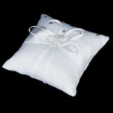 Double Heart Rhinestone Ring Pillow Wedding Ring Bearer Cushion