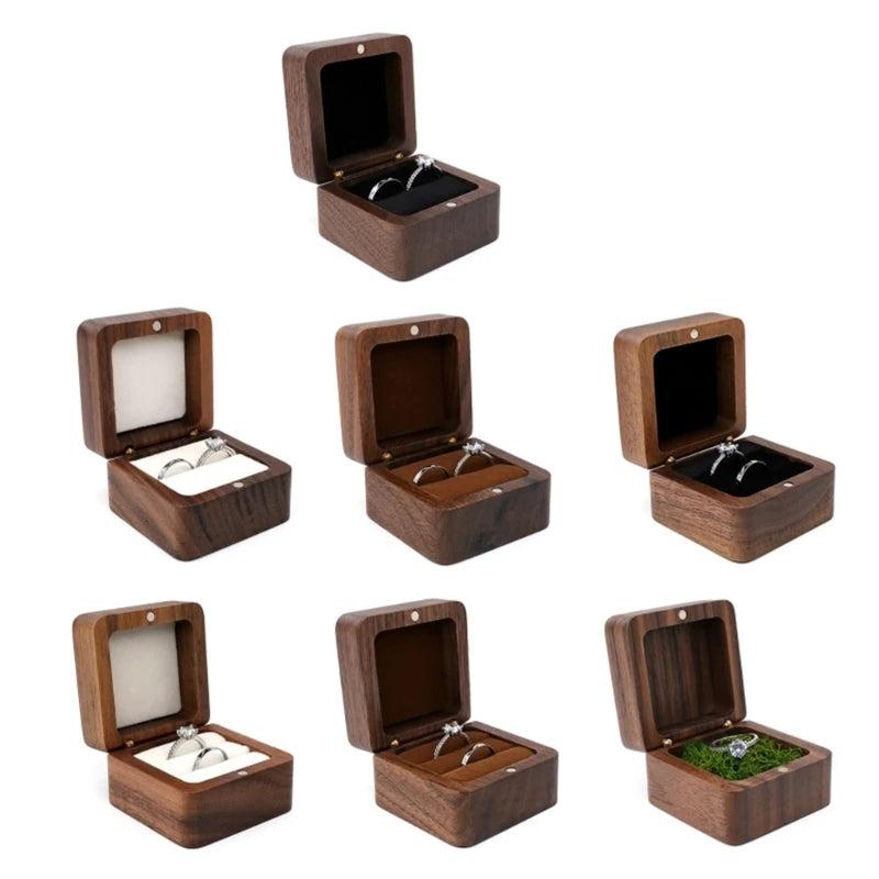 Vintage Wooden Ring Box Rustic Jewelry Storage